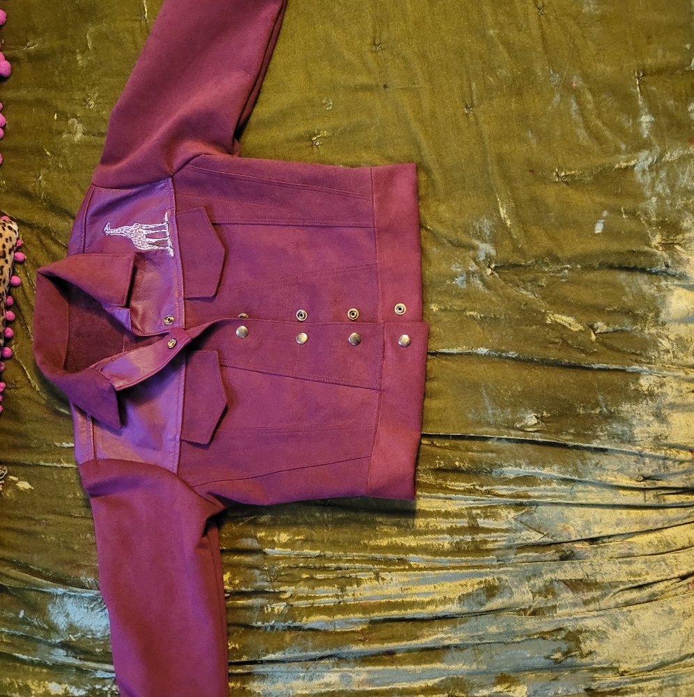Maroon Leather And Suede Jacket - image 2